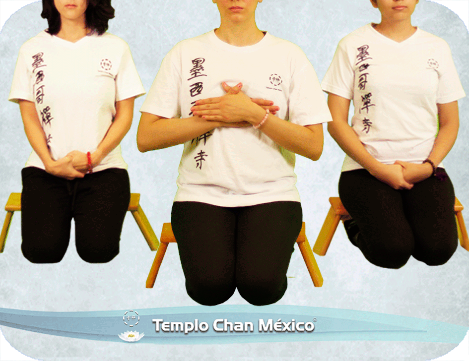 Practicando Zuo Mei Foto propiedad del Templo Chan México